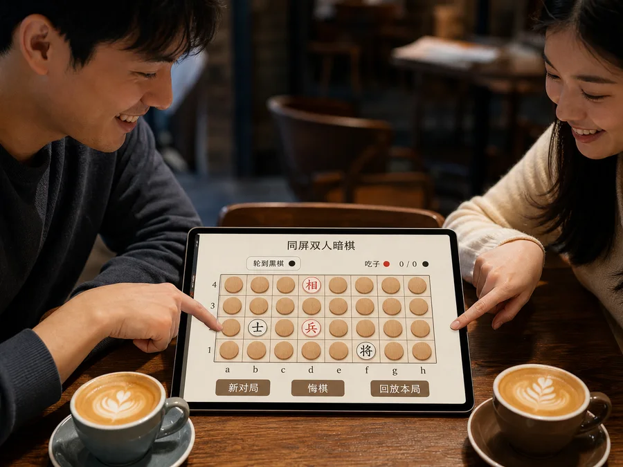 Two people playing Banqi together on one tablet